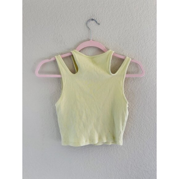 American Eagle Ribbed Cutout Crop Tank Top Yellow Size S - Picture 3 of 3